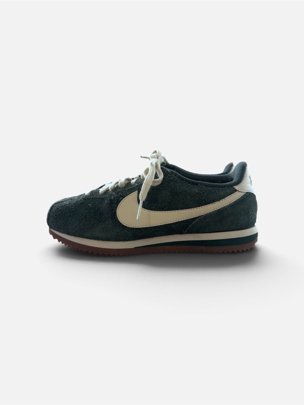 Nike Womens Size 8 Suede Retro Runner Sneakers - Dark Green/Cream